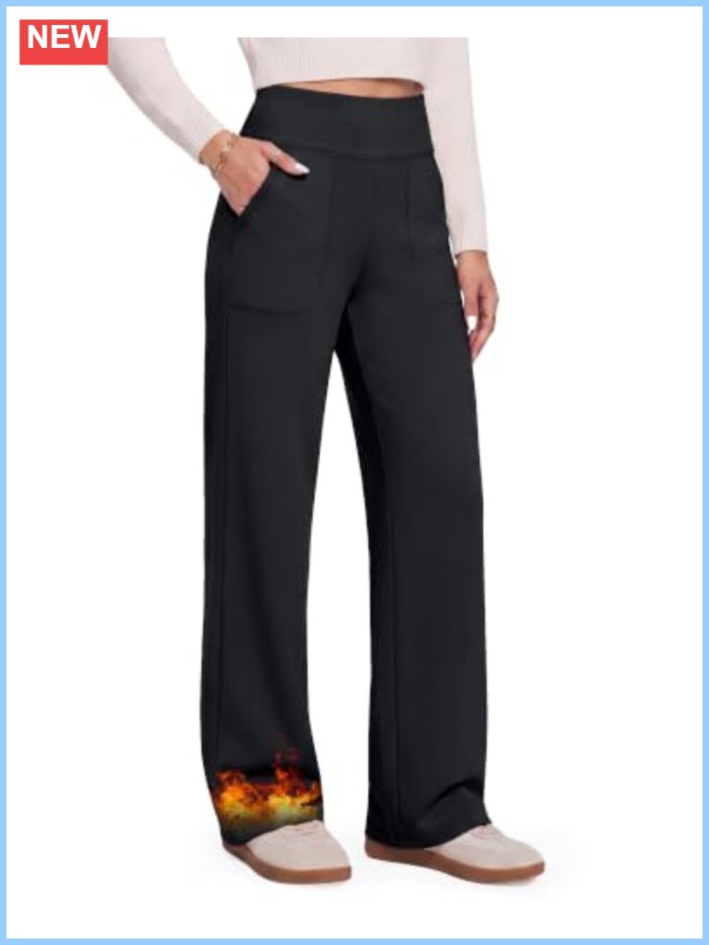 Fleece Lined Wide Leg High Waisted Sweatpants with Pockets